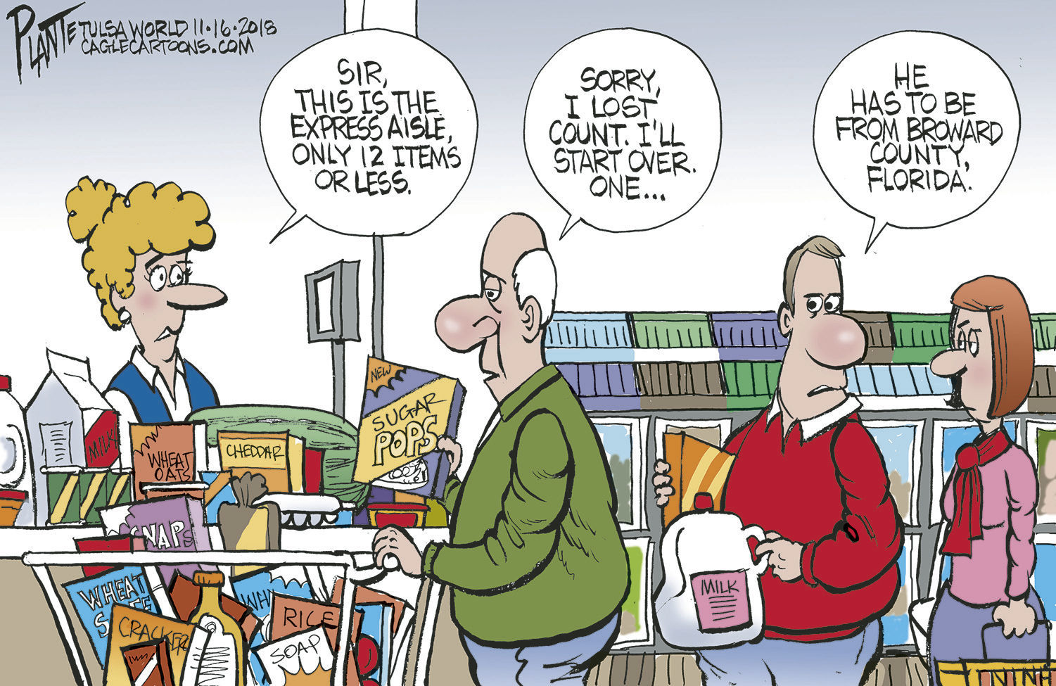 Bruce Plante Cartoon: 12 items or less
